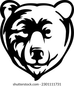 Head of bear. Abstract character illustration. Graphic logo design template for emblem. Image of portrait.