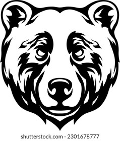 Head of bear. Abstract character illustration. Graphic logo design template for emblem. Image of portrait.