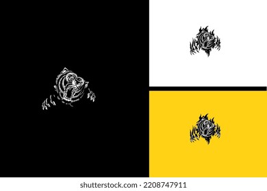 head bear angry vector line art design