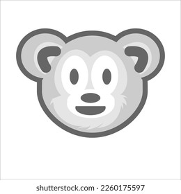 Head bear cartoon character in monochromic
