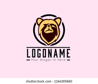 Head bear in circle logo design inspiration