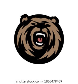 Head bear in circle shape, Logo template vector design illustration