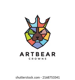 head bear with colorful polygon logo design vector graphic symbol icon illustration creative idea