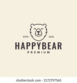 head bear cute line cheerful logo design vector graphic symbol icon illustration creative idea