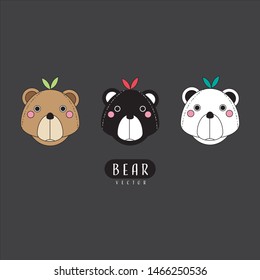 head bear cute set vector polar panda teddy