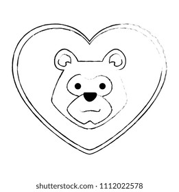 head bear grizzly with heart