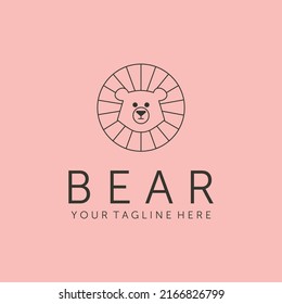 head bear icon line art logo vector symbol illustration design