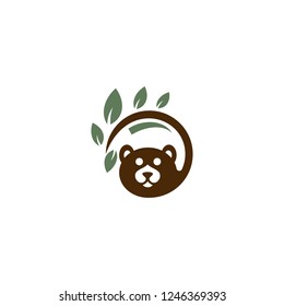 Head Bear Leaf Nature Creative Abstract Vector Logo