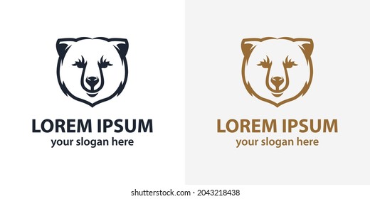 Head bear logo design. Symbol. Vector illustration. 