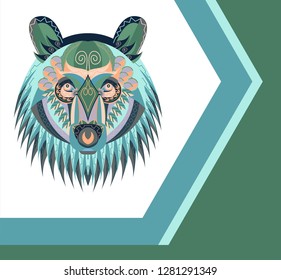 The head of a bear in an ornament - Vector
