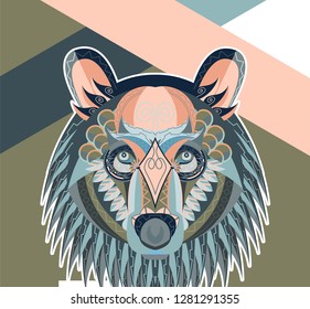 The head of a bear in an ornament - Vector