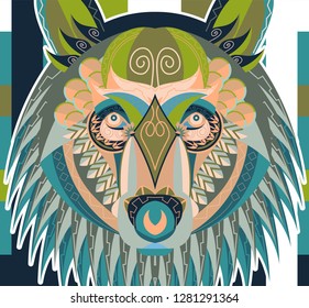 The head of a bear in an ornament - Vector