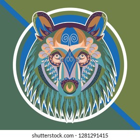 The head of a bear in an ornament - Vector