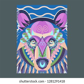 The head of a bear in an ornament - Vector