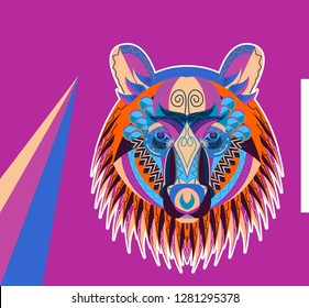 The head of a bear in an ornament - Vector