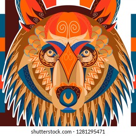 The head of a bear in an ornament - Vector