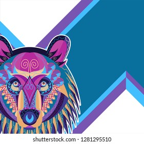 The head of a bear in an ornament - Vector