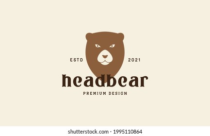 head bear with pin map location logo vector icon illustration design