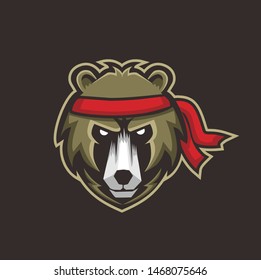 head bear with red headband espor logo style