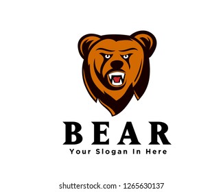 Head bear roaring logo design inspiration