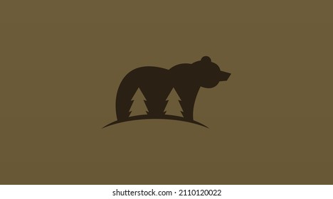 Head of Bear Silhouette Logo Design Concept Vector. Animal Logo Template Vector