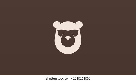 Head of Bear Silhouette Logo Design Concept Vector. Animal Logo Template Vector