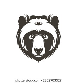 Diseño de ilustración vectorial del oso de la cabeza. Plantilla de diseño del logotipo del oso principal.