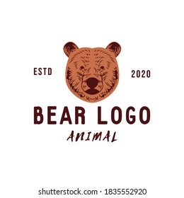 Head Bear Vintage logo design Vector