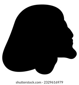 Head of a bearded ancient Egyptian man in profile. Black silhouette on white background.