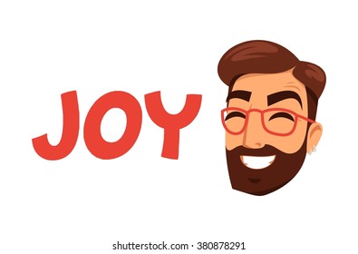 the head of a bearded hipster joy
