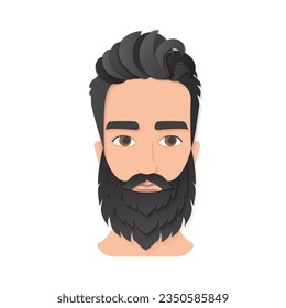 Head of bearded man. Barbershop hairdresser, handsome guy cartoon vector illustration
