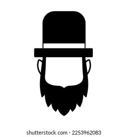 Head of bearded man with hat on white background