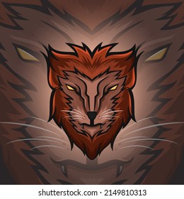 head beast lion illustration. suitable for mascot, logo, icon, symbol and t-shirt design