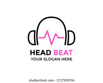 Head beat logo design for your music, studio, recording, song, application, dj