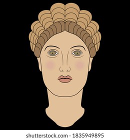 Head of a beautiful antique woman or goddess. Female portrait.