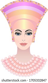 Head beauty young tsarina pearls neck and tiara striped