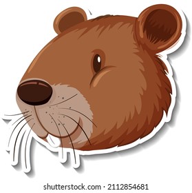Head of Beaver animal cartoon sticker illustration