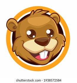 head beaver  mascot cartoon in vector