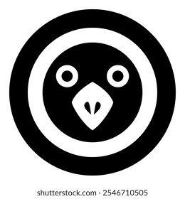Head of bird icon in circle round black color vector illustration image solid outline style