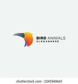 icono de diseño del logotipo de pájaro cabeza degradado colorido