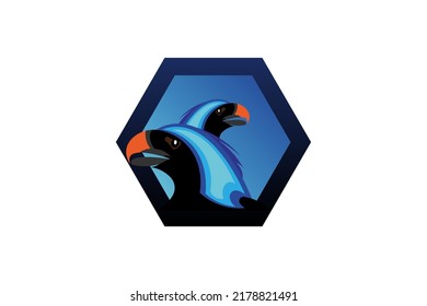 Head Bird logo design illustration