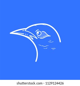 Head of bird Myna illustration on blue background