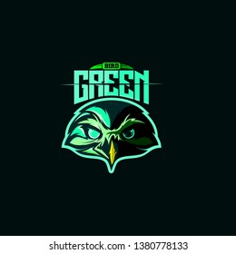 head bird owl green mascot concept