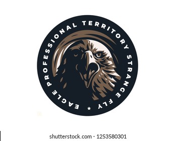 Head of bird of prey, eagle or hawk with. Vector illustration.