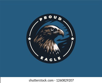 Head of bird of prey, eagle or hawk with. Vector illustration.