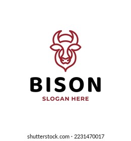Head Bison Logo Design Premium 