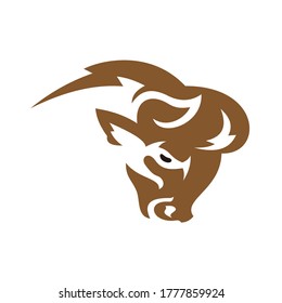 Head Bison Logo Design Template