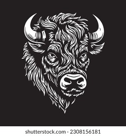 head Bison logo template. Vector black color illustration . Isolated on white