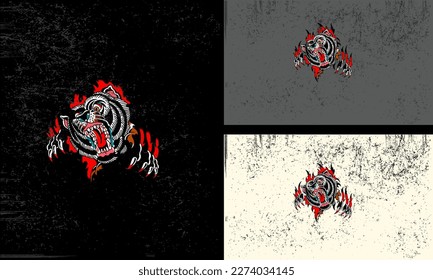 head black bear and fangs vector mascot design