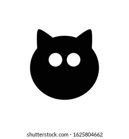 head black cat on a white background, vector icon logo